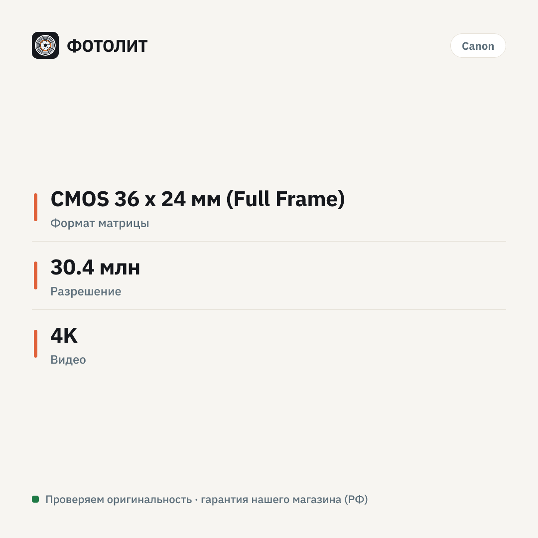 Фотоаппарат Canon EOS 5D Mark IV Body, Черный — инфографика характеристик