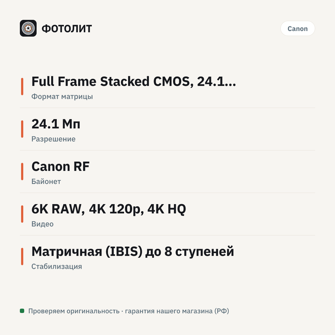 Фотоаппарат Canon EOS R3 Body black — инфографика характеристик