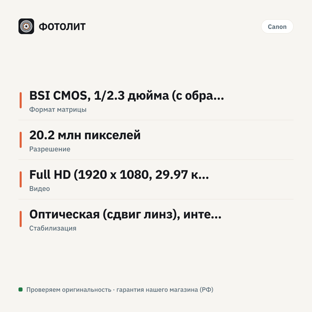 Фотоаппарат Canon Power Shot IXUS 285 HS, черный — инфографика характеристик