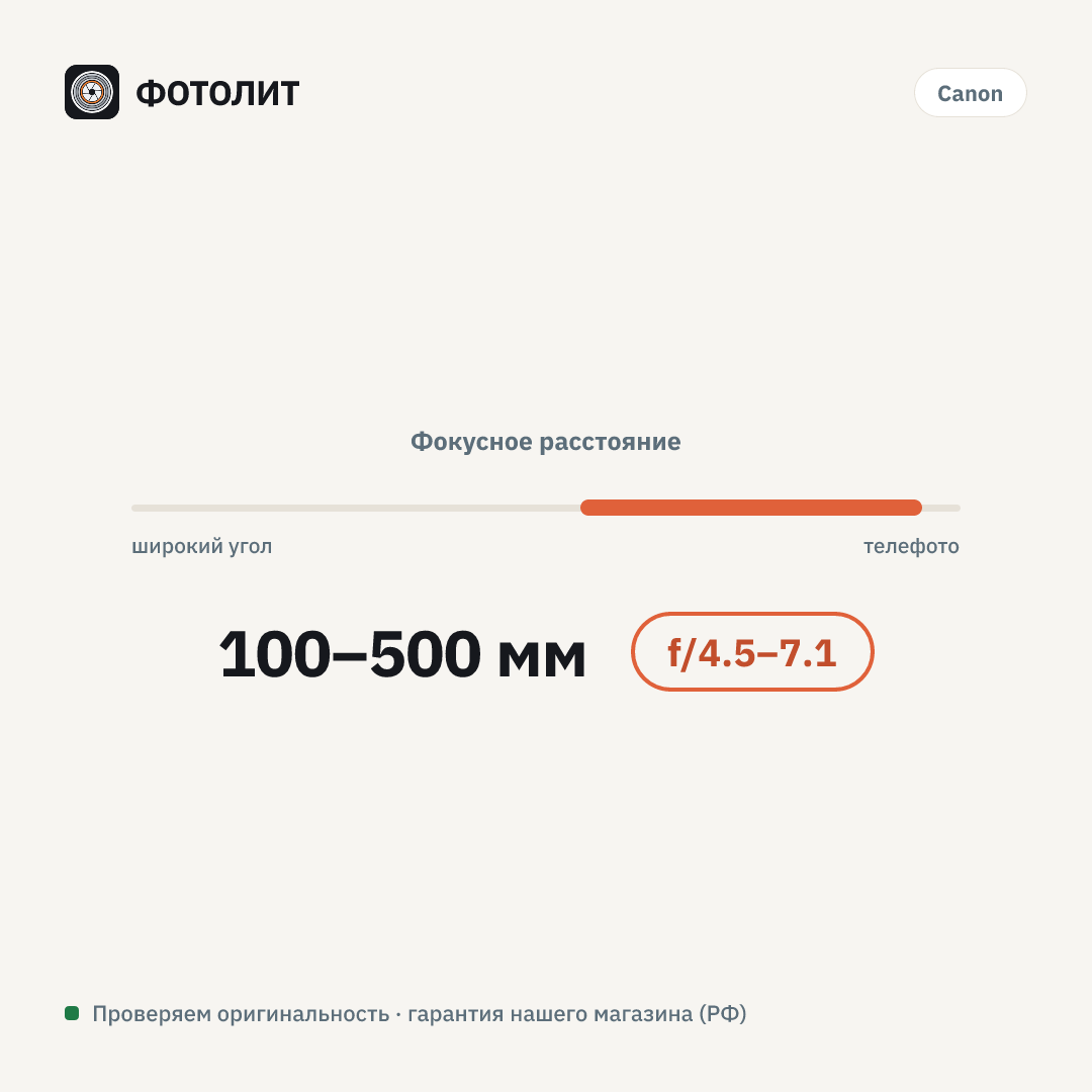 Объектив Canon RF 100-500mm f/4.5-7.1L IS USM — визуализация характеристик