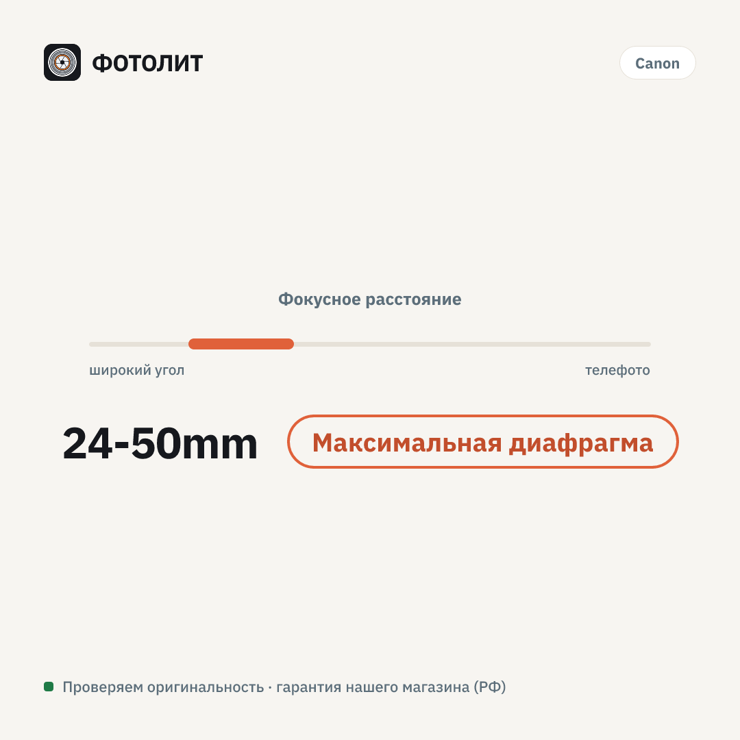 Объектив Canon RF 24-50mm f/4.5-6.3 IS STM, черный — визуализация характеристик