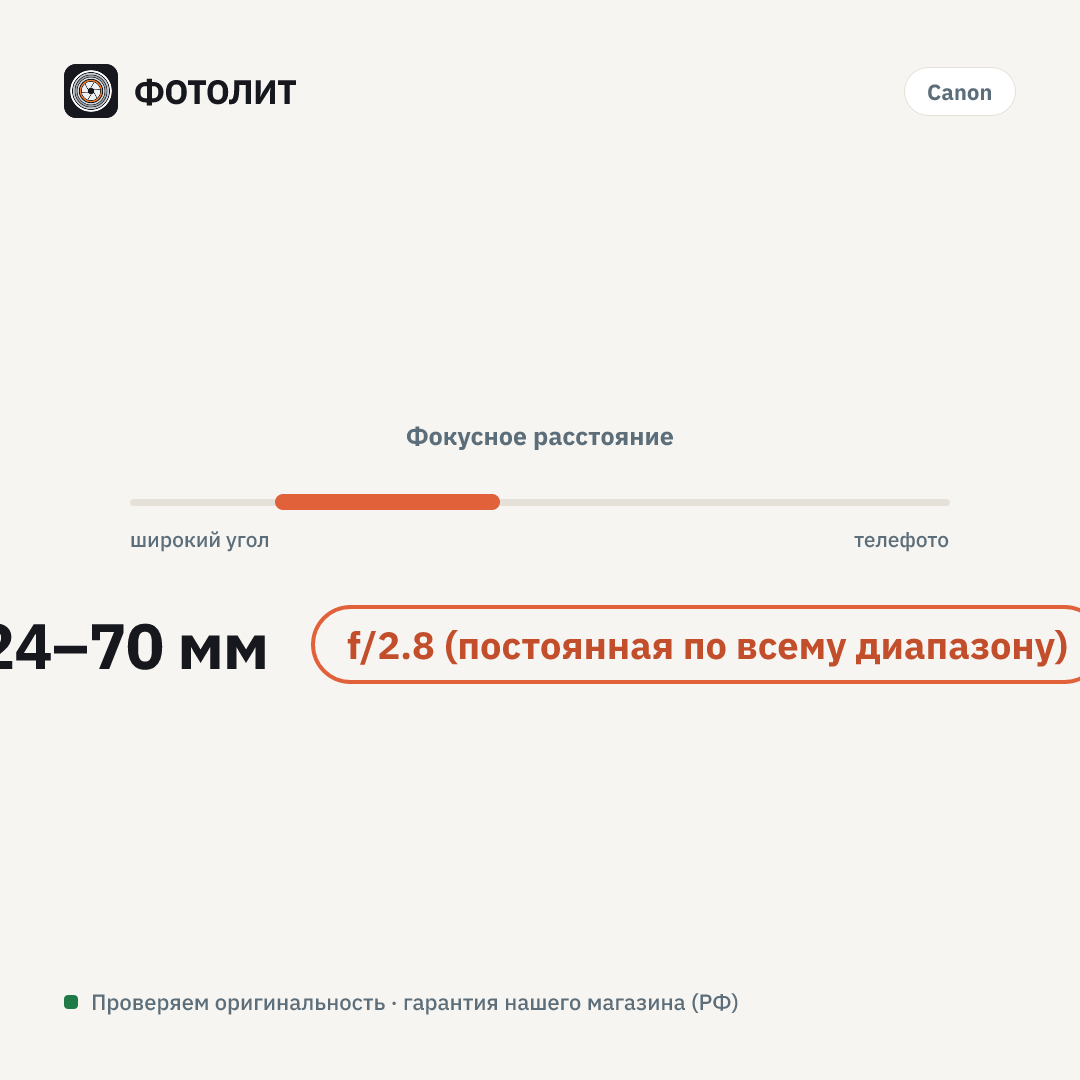 Объектив Canon RF 24-70mm f/2.8L IS USM, черный — визуализация характеристик