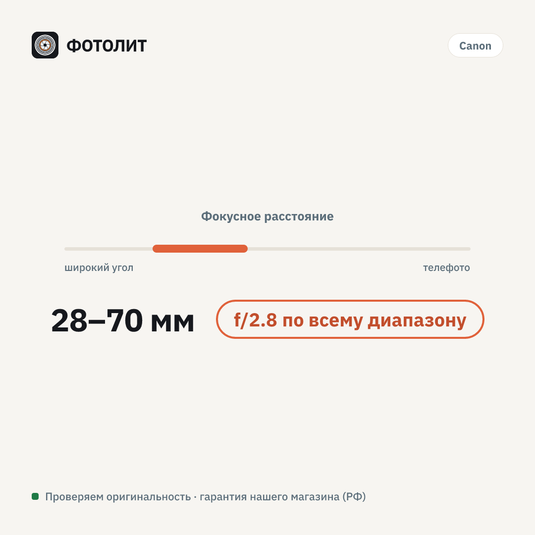 Объектив Canon RF 28-70mm F2.8 IS STM, Черный — визуализация характеристик