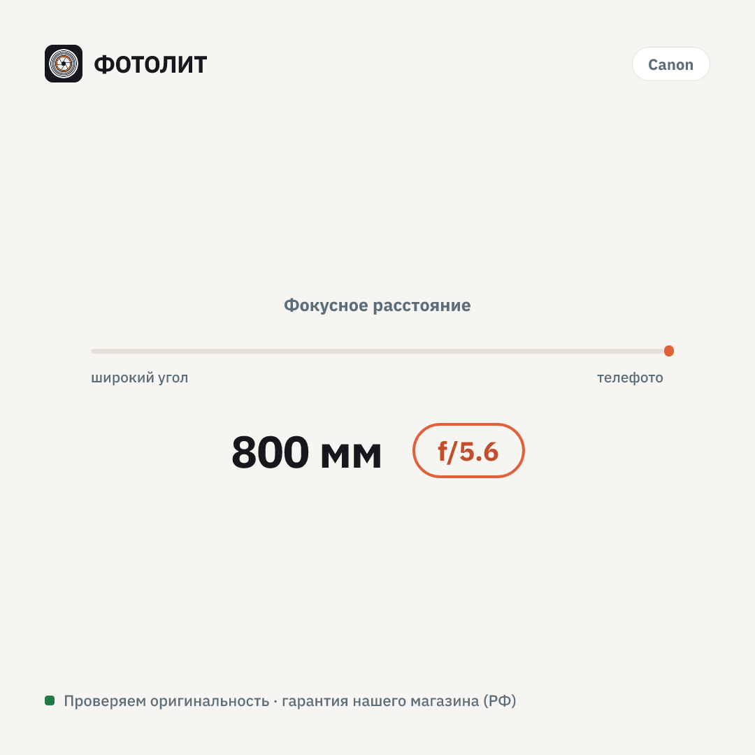 Объектив Canon RF 800mm f/5.6 L IS USM Lens — визуализация характеристик