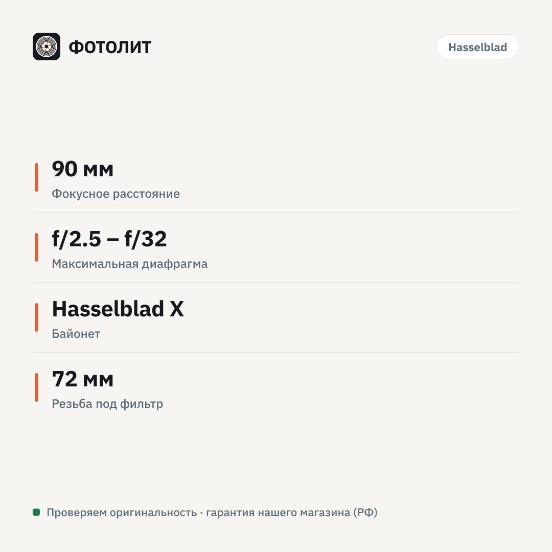 Объектив Hasselblad XCD 90mm f/2.5 V (Hasselblad X) — инфографика характеристик