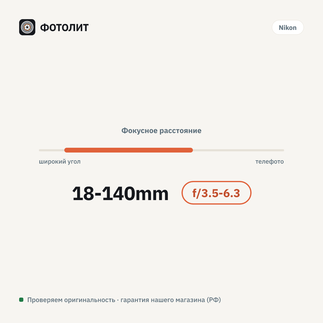 Объектив Nikon 18-140mm f/3.5-6.3 VR Nikkor Z DX, черный — визуализация характеристик