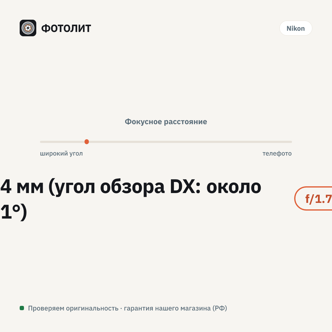 Объектив Nikon NIKKOR Z DX 24mm f/1.7, чёрный — визуализация характеристик