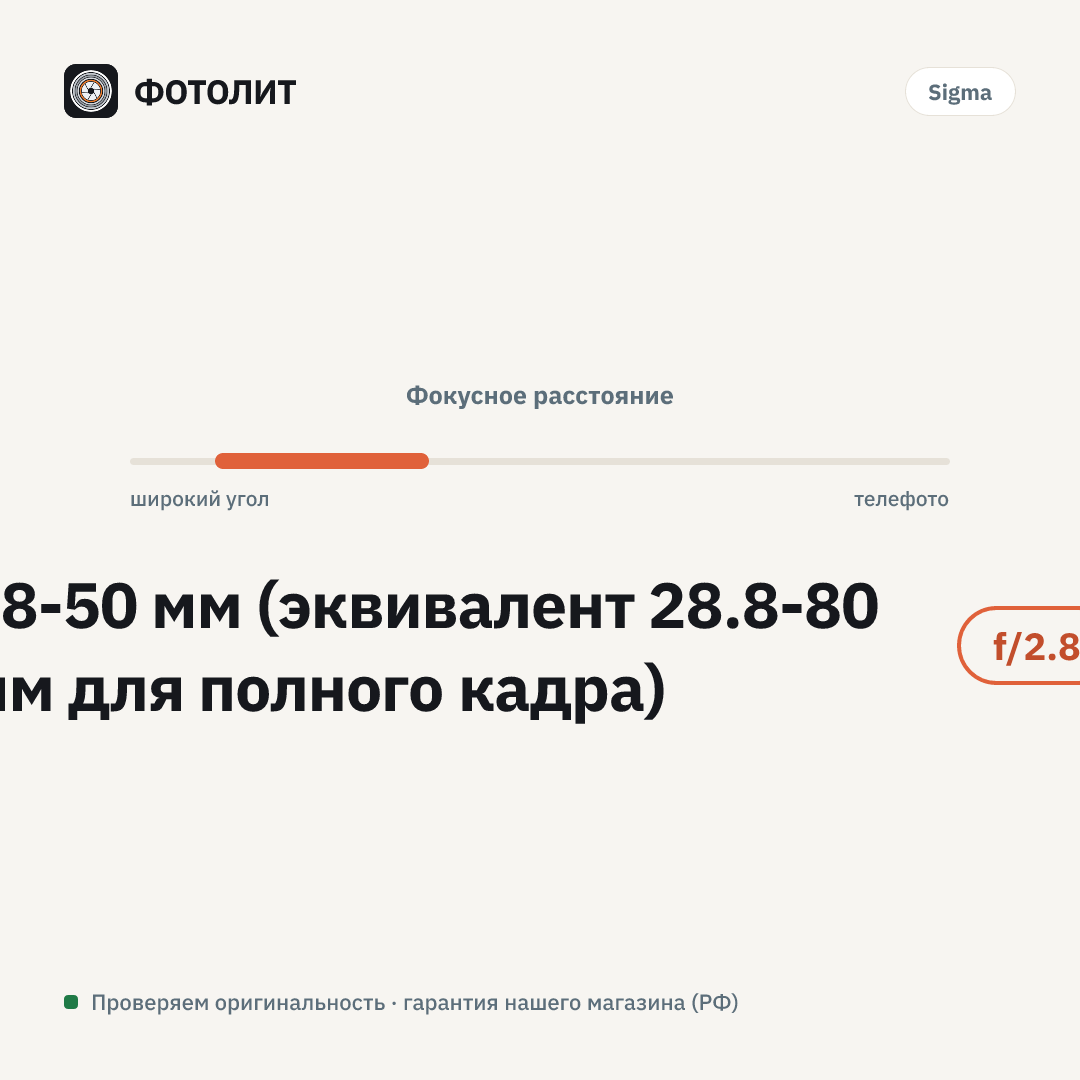 Объектив Sigma AF 18-50mm f/2.8 DC DN Canon RF (APS-C), Черный — визуализация характеристик