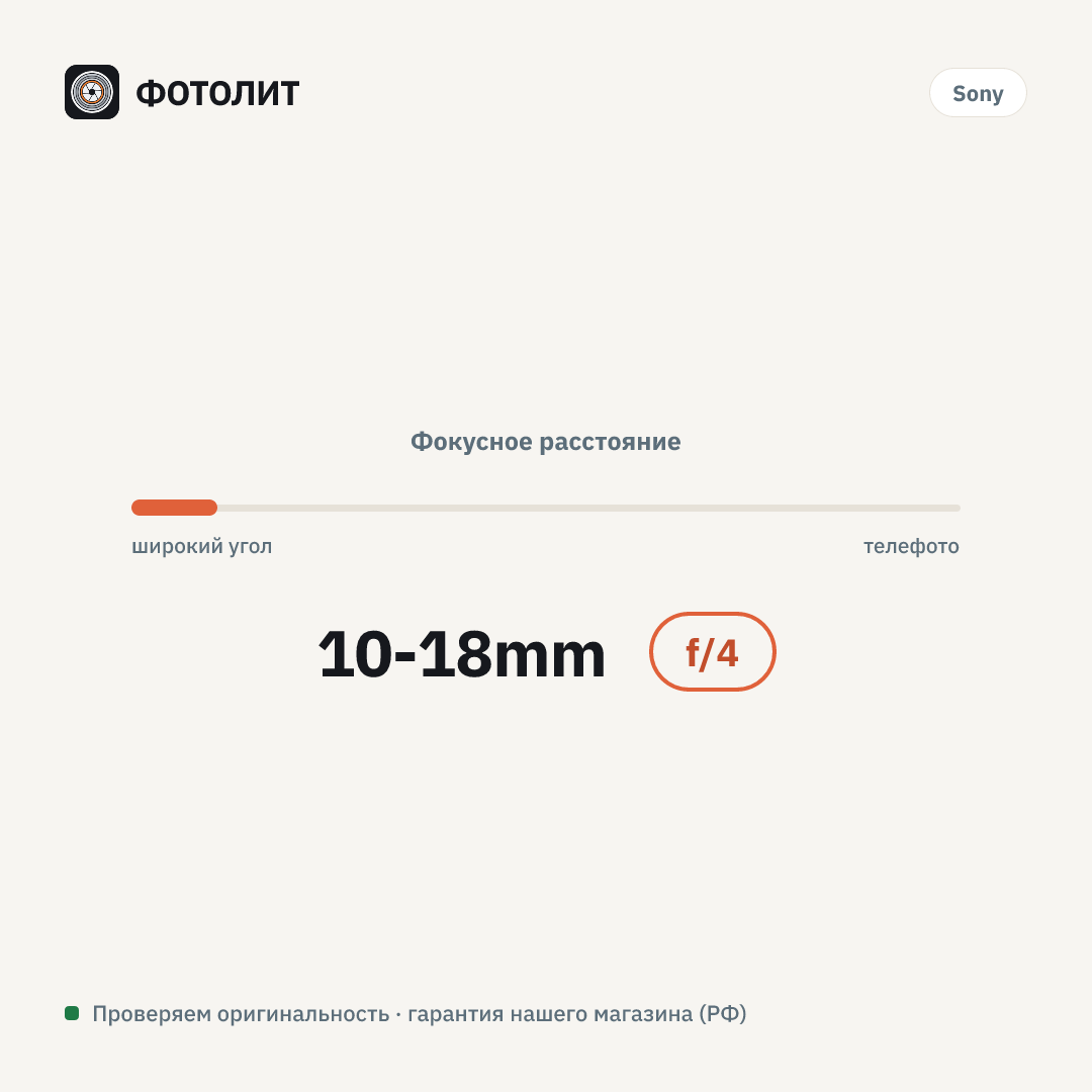 Объектив Sony 10-18mm f/4 (SEL-1018), черный — визуализация характеристик