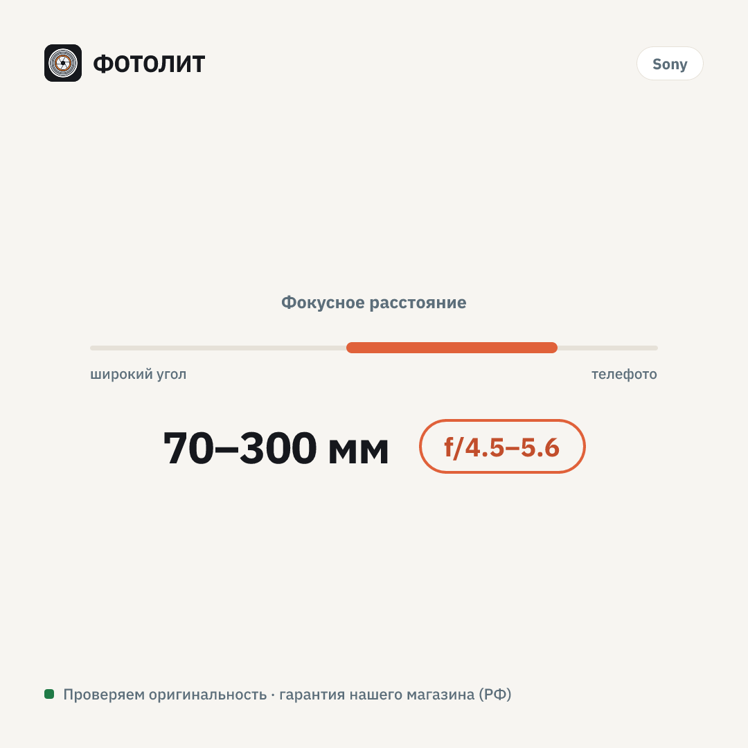 Объектив Sony FE 70-300mm f/4.5-5.6 G OSS, чёрный — визуализация характеристик