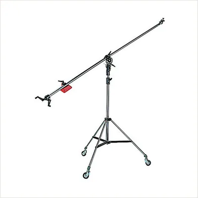Стойка "журавль" Manfrotto 025B 1 секция / 200 см / 5 кг с колесами стальная хромированная — фото 1
