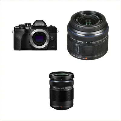 Фотоаппарат Olympus OM-D E-M10 Mark IV Pancake Double Zoom Kit с объективами 14-42 EZ и 40-150mm черный — фото 1