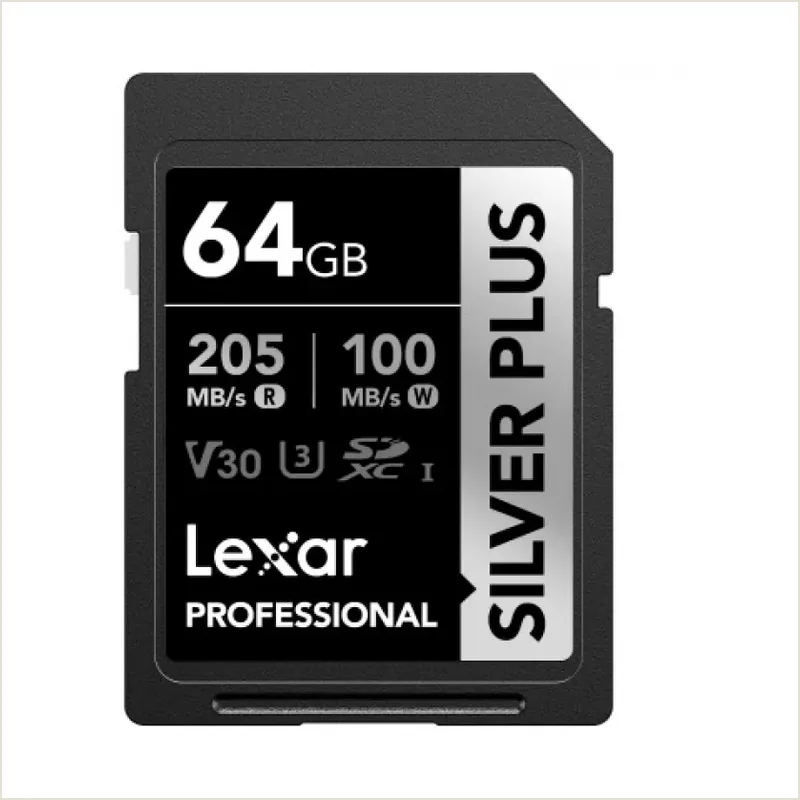 Карта памяти Lexar Professional Silver Plus 64GB SDXC UHS-I U3 V30 4K 205/100