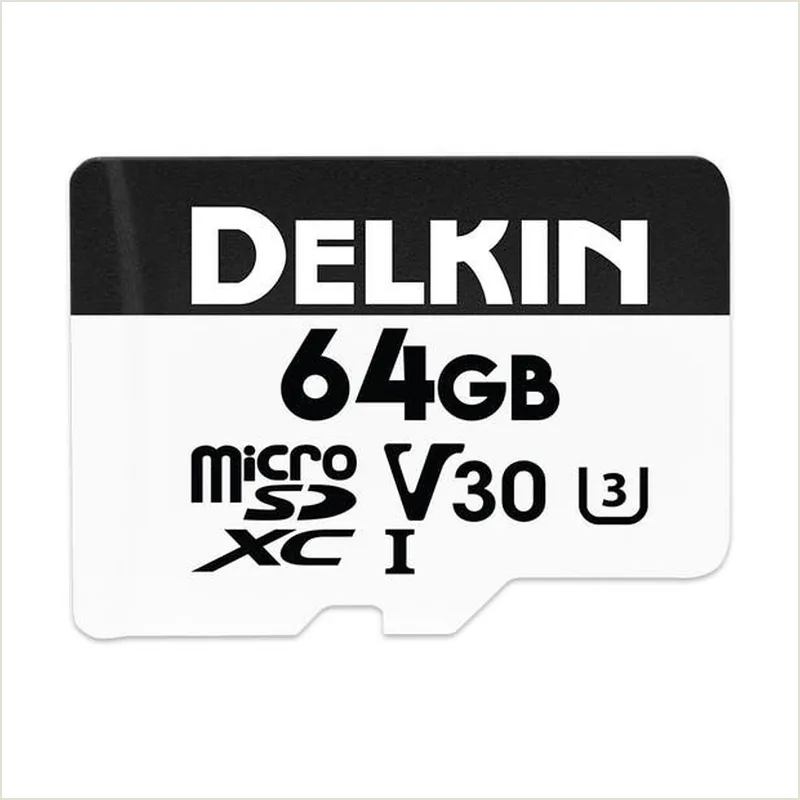 Карта памяти Delkin Devices Hyperspeed microSDXC 64GB UHS-I U3 V30, R/W 100/75 МБ/с c SD адаптером