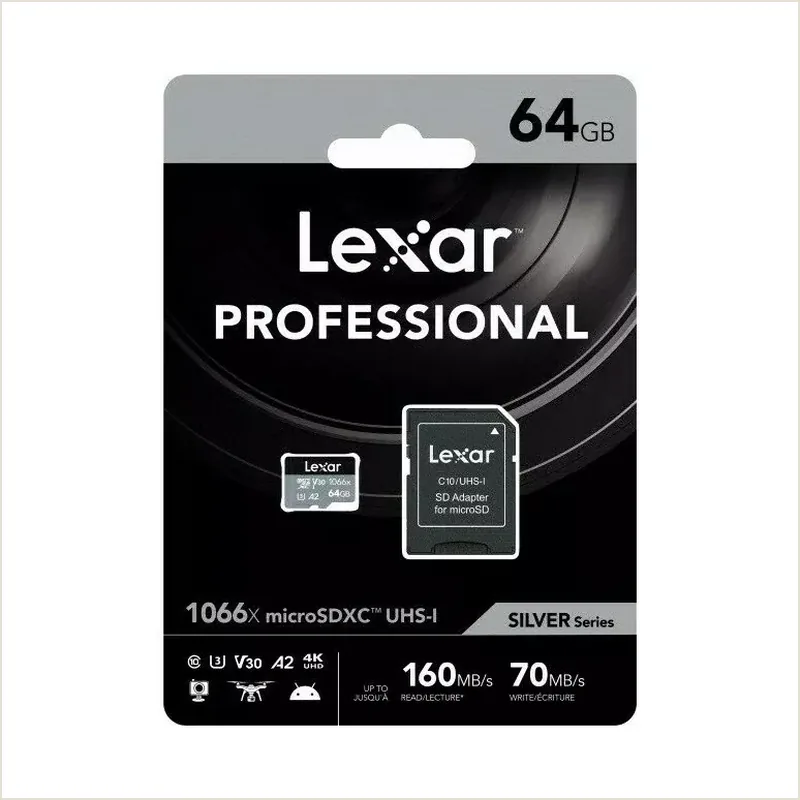 Карта памяти Lexar Professional 1066x Silver microSDXC 64GB UHS-I U3 V30 A2, R/W 160/70 МБ/с