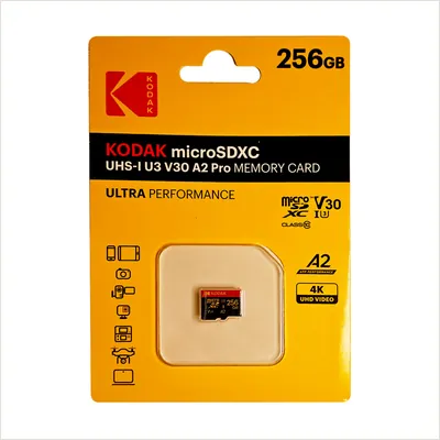 Карта памяти Kodak Ultra Performance 256GB microSDXC UHS-I U3 V30 A2, R/W 100/85 МБ/с (EKMSDM256GXC30F) — фото 1