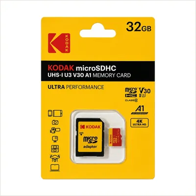Карта памяти Kodak Ultra Performance 32GB microSDXC UHS-I U3 V30 A1, R/W 100/80 МБ/с (EKMSDM32GHCU3KWAR) — фото 1