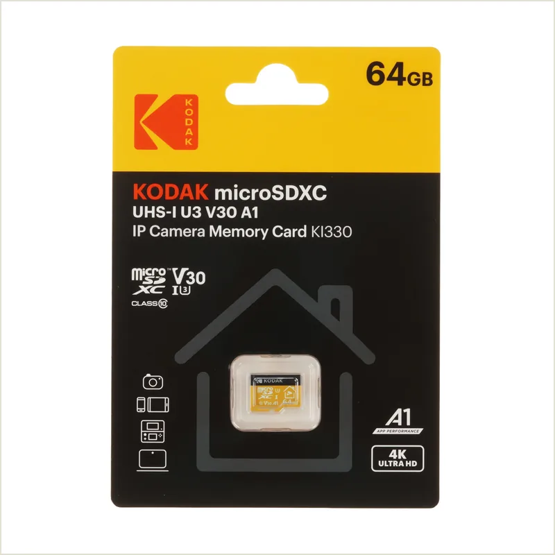 Карта памяти Kodak KI330 64GB microSDXC UHS-I U3 V30 A1, R/W 100/30 МБ/с (EKMSDM64GXCU3IN)