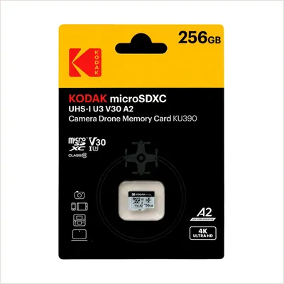 Карта памяти Kodak KU390 Drone Memory 256GB microSDXC UHS-I U3 V30 A2, R/W 160/140 МБ/с (EKMSDM256GXCU3DR) — фото 1