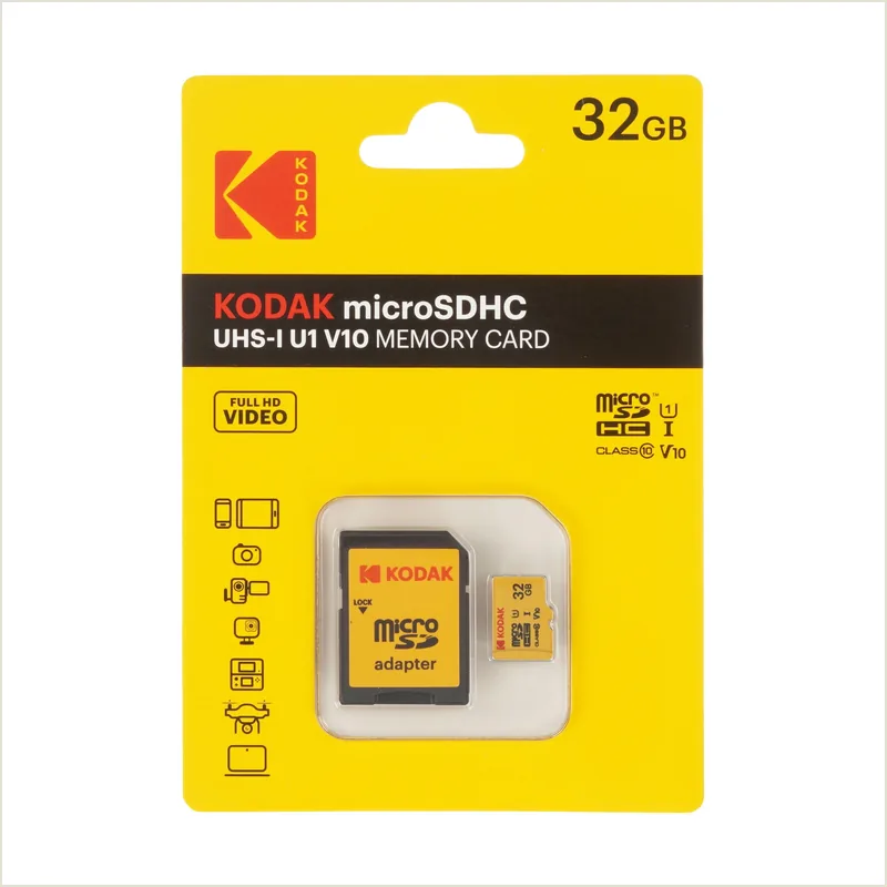 Карта памяти Kodak 32GB Micro SD UHS-I C10 U1 V10 (EKMSDM32GHC10F-RED)