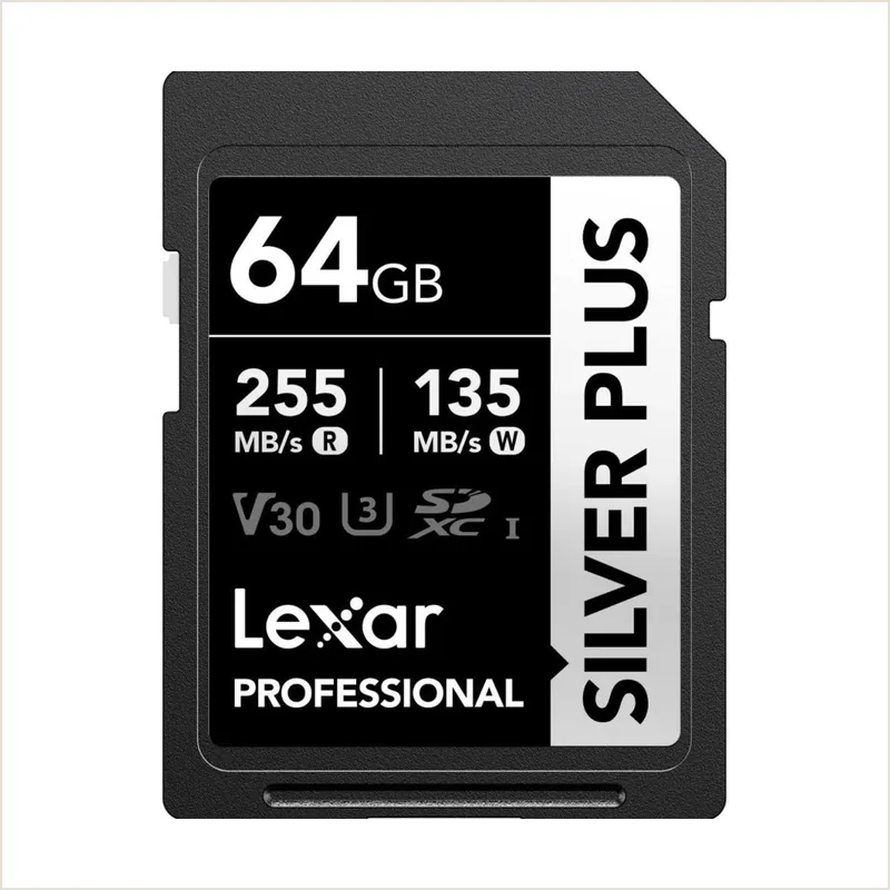 Карта памяти Lexar Professional Silver Plus 64GB SDXC UHS-I U3 V30 4K 255/135