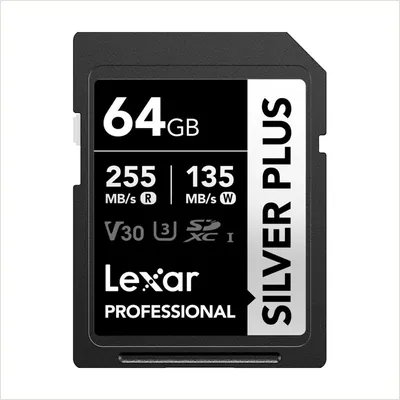 Карта памяти Lexar Professional Silver Plus 64GB SDXC UHS-I U3 V30 4K 255/135 — фото 1