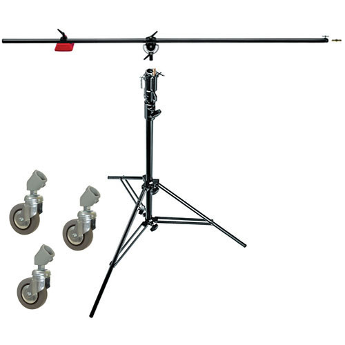 Стойка Manfrotto 085BS наклонная типа "журавль" 3 секции / 280 см / 6 кг стальная черная с колесами