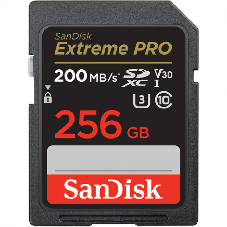 Карта памяти SanDisk Extreme Pro 256GB SDXC UHS-I U3 V30, R/W 200/140 МБ/с