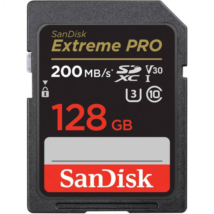 Карта памяти SanDisk Extreme Pro SDXC UHS-I U3 V30 128Gb (200/90 MB/s)