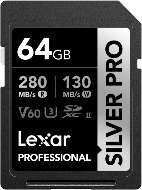 Карта памяти Lexar 64 GB Professional Silver PRO SDXC UHS-II 280/130 U3 V60 купить по выгодной цене в онлайн-магазине Fotolit.ru с доставкой по Москве и России.